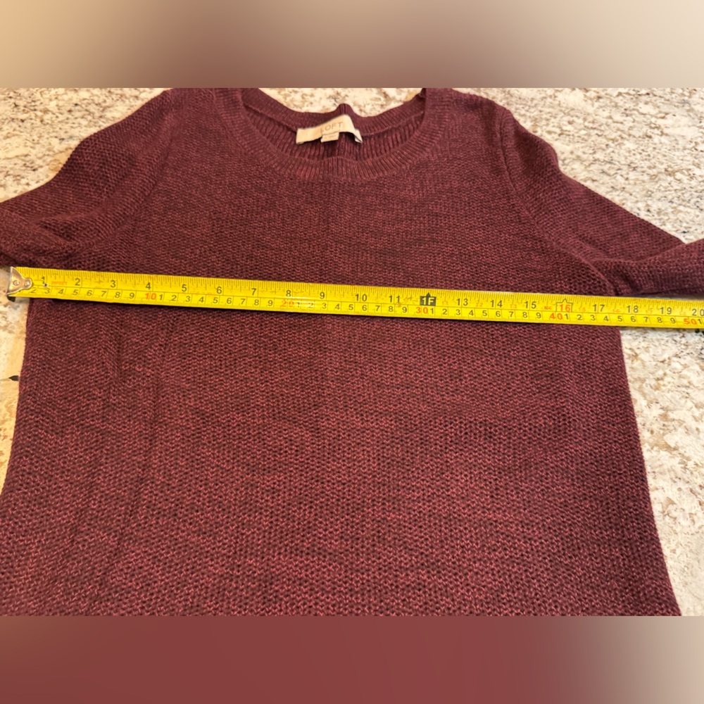 LOFT Deep Burgundy Crew Neck Sweater - Picture 4 of 6